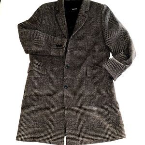 New Express Plaid Wool Blend Long Sleeve Button Up Topcoat Size Large